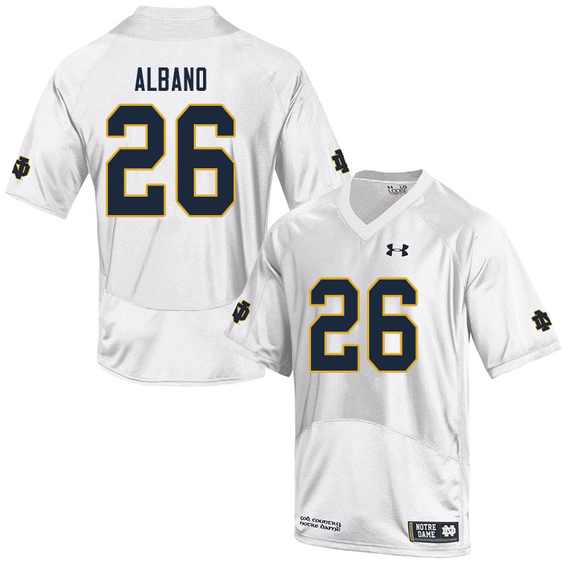 Men #26 Leo Albano Notre Dame Fighting Irish College Football Jerseys Sale-White